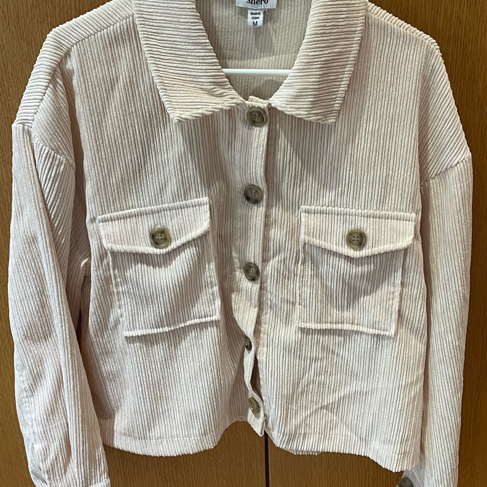 Shero cream colored corduroy button down jacket